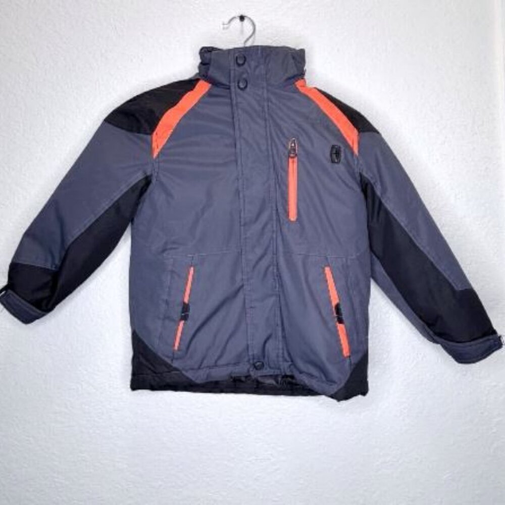 Hawke & Co Boys‎ Puffer Winter Jacket Size 4 Black Orange Removable Hood